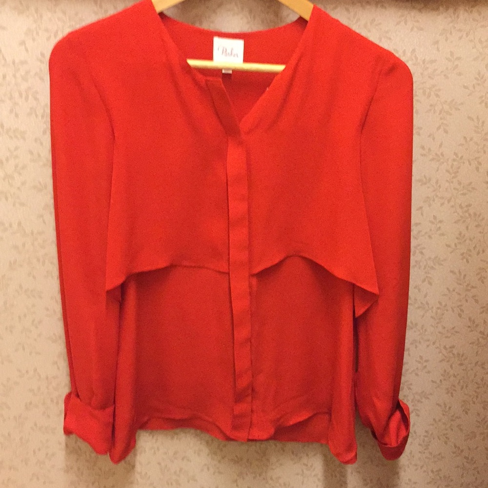 Parker silk red button down blouse